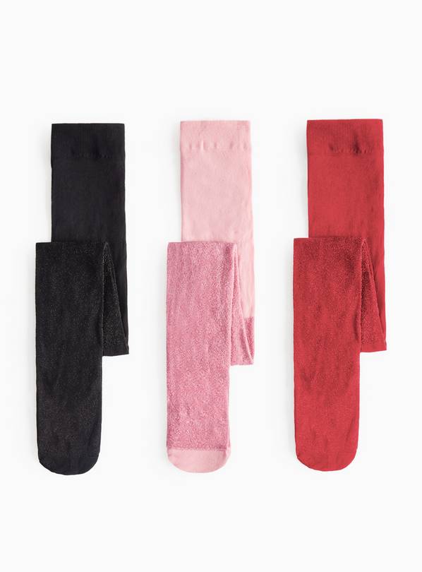 Black Berry Glitter Opaque Tights 3 Pack 3-4 years